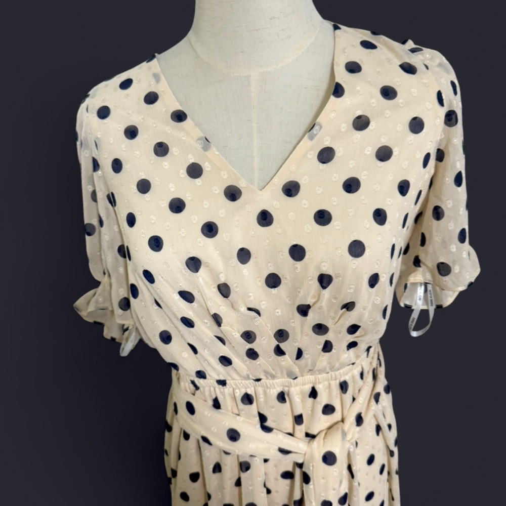 NWT-Anne Klein Women's Puff Sleeve Midi Dress - Picture 5 of 8